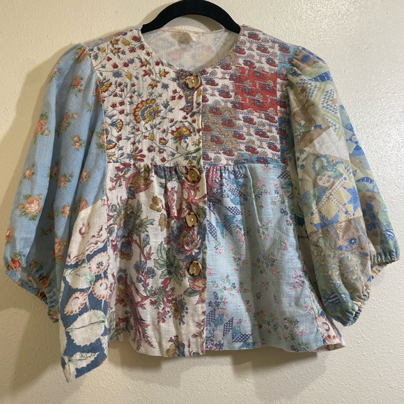 No brand Tops - Floral Patchwork Blouse